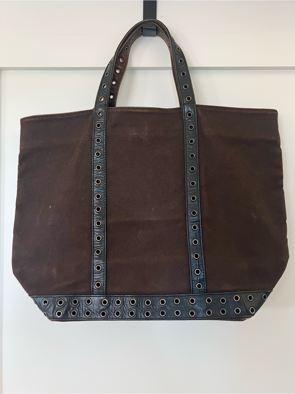Vanessa Bruno Brown Canvas Tote with Black Trim